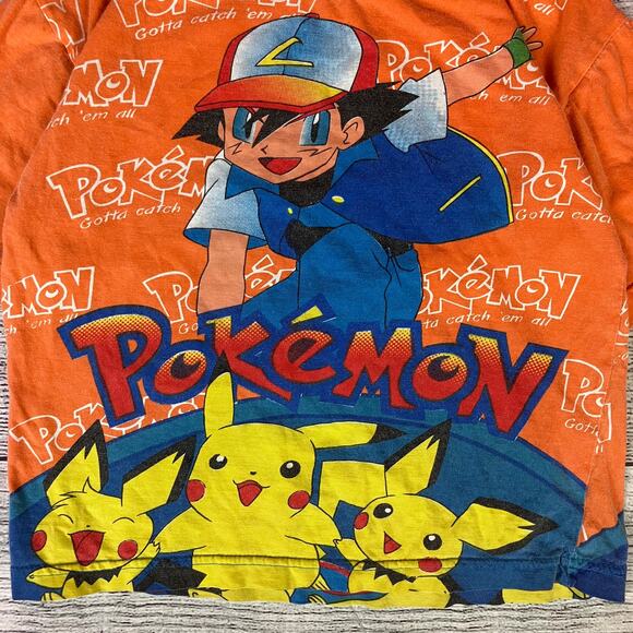 Vintage 1990s Pokemon Pikachu & Ash All Over Print T-shirt - Picture 7 of 7